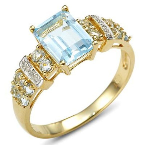 NEW! BEAUTIFUL GOLD EMERALD AQUAMARINE RING - US 9 - CLASSIC
